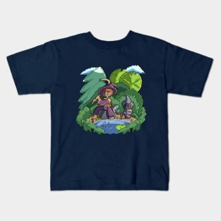 fishing day, magician fishing with his magical cat. Kids T-Shirt